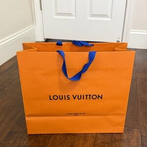 Louis Vuitton Bold Orange Gift Bag with Blue Handles